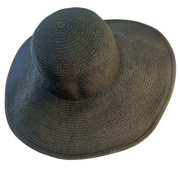 J. CREW Black FAUX STRAW SUN HAT SZ ONE SIZE - Picture 7 of 9